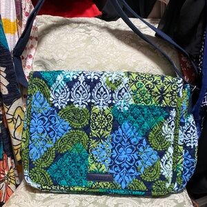 Vera Bradley Blue and Green Crossbody Bag with Paisley Design